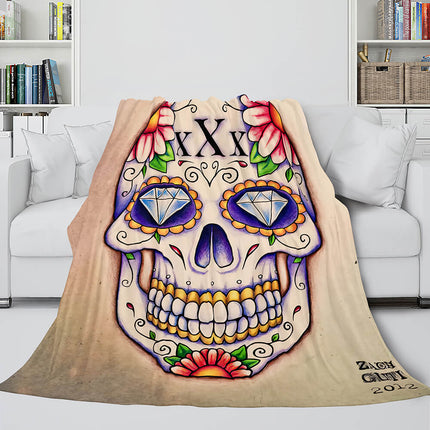 Halloween Skeleton Skull Flannel Blanket Throw Blanket