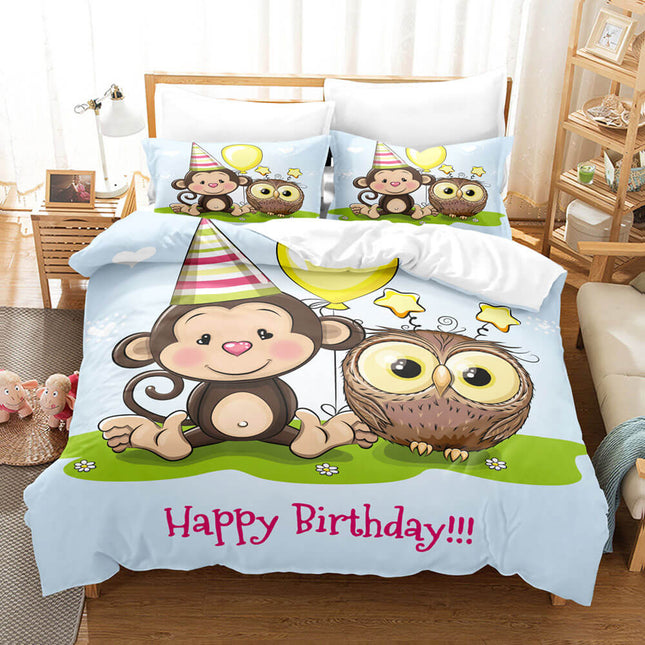 Hand-Painted Cartoon Owl Bedding Set Quilt Covers Without Filler
