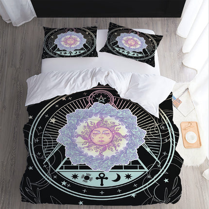 Hand Drawn Sun Face Bedding Sets Quilt Cover Without Filler