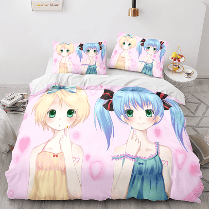 Hatsune Miku Pattern Bedding Set Quilt Cover Room Decoration