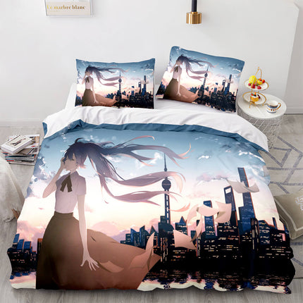 Hatsune Miku Pattern Bedding Set Quilt Cover Room Decoration
