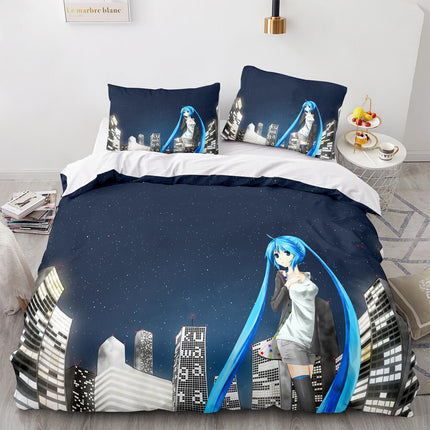 Hatsune Miku Pattern Bedding Set Quilt Cover Room Decoration