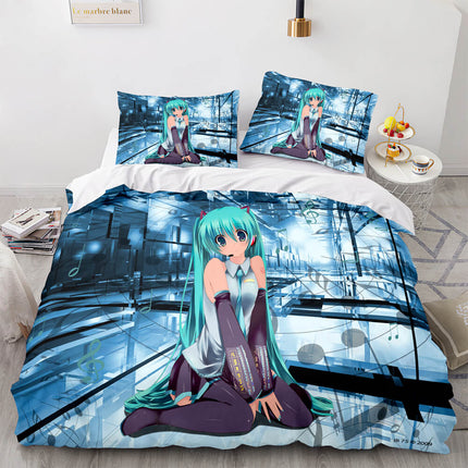 Hatsune Miku Pattern Bedding Set Quilt Cover Room Decoration