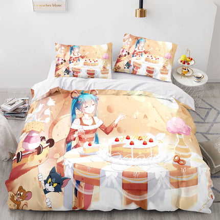 Hatsune Miku Pattern Bedding Set Quilt Cover Room Decoration