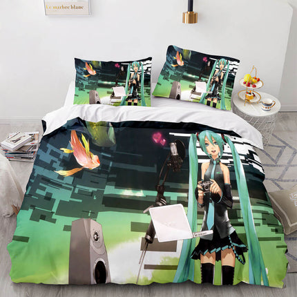 Hatsune Miku Pattern Bedding Set Quilt Cover Room Decoration