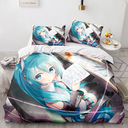 Hatsune Miku Pattern Bedding Set Quilt Cover Room Decoration