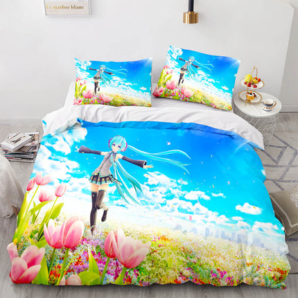 Anime Hatsune Miku Bedding Set Cosplay Quilt Cover Without Filler