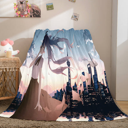 Hatsune Miku Cosplay Flannel Blanket Throw