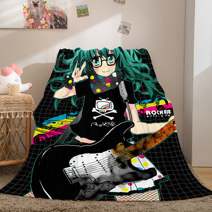 Hatsune Miku Cosplay Flannel Blanket Throw