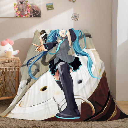 Hatsune Miku Cosplay Flannel Blanket Throw