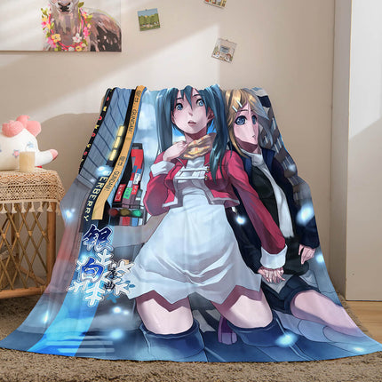Hatsune Miku Cosplay Flannel Blanket Throw