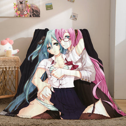 Hatsune Miku Cosplay Flannel Blanket Throw