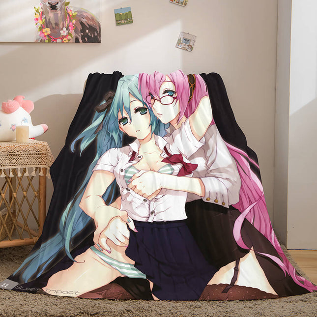 Hatsune Miku Cosplay Flannel Blanket Throw