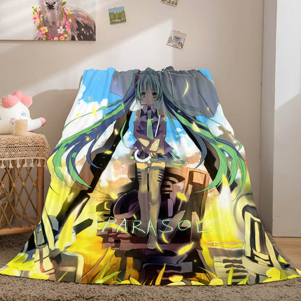 Hatsune Miku Cosplay Flannel Blanket Throw