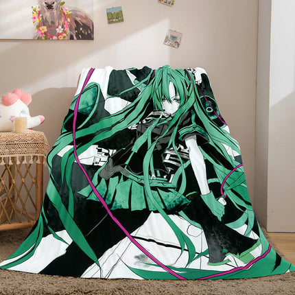 Hatsune Miku Cosplay Flannel Blanket Throw