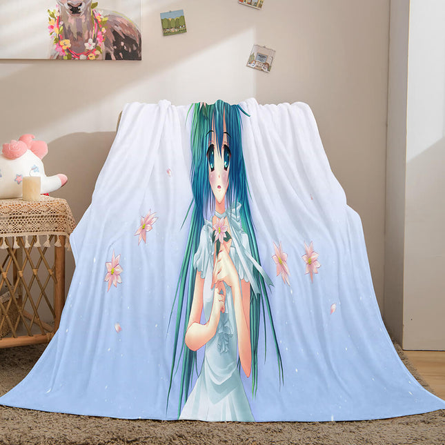 Hatsune Miku Cosplay Flannel Blanket Throw Soft Plush Bedding Sets