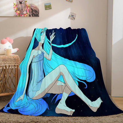 Hatsune Miku Cosplay Flannel Blanket Throw Soft Plush Bedding Sets