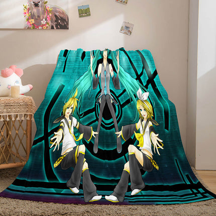 Hatsune Miku Cosplay Flannel Blanket Throw Soft Plush Bedding Sets