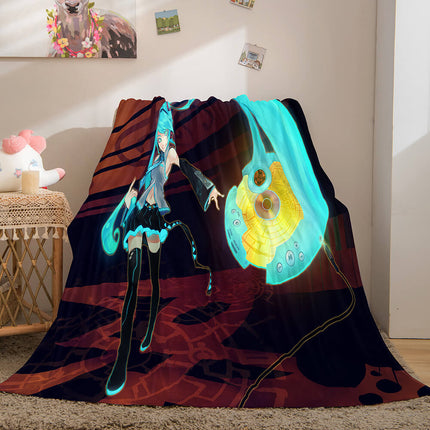 Hatsune Miku Cosplay Flannel Blanket Throw Soft Plush Bedding Sets