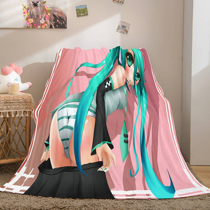 Hatsune Miku Cosplay Flannel Blanket Throw Soft Plush Bedding Sets