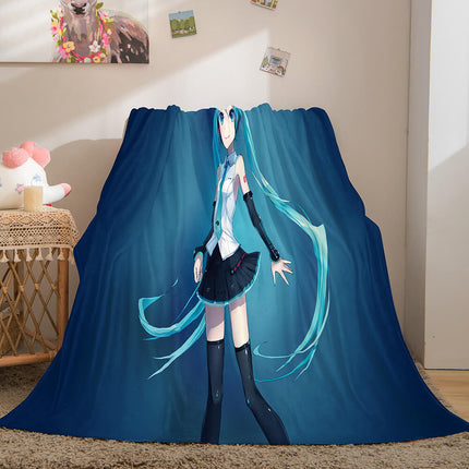 Hatsune Miku Cosplay Flannel Blanket Throw Soft Plush Bedding Sets