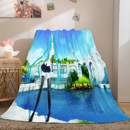 Hatsune Miku Cosplay Flannel Blanket Throw Soft Plush Bedding Sets