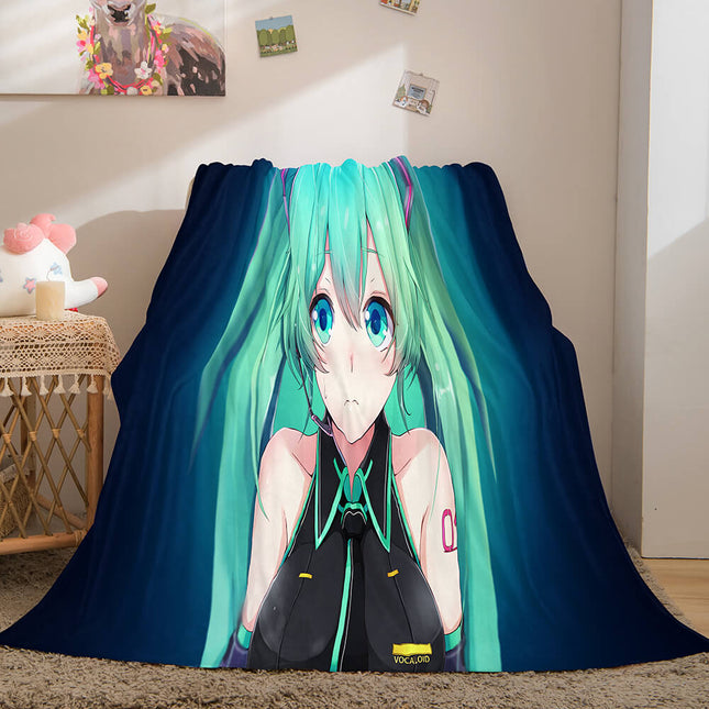 Hatsune Miku Cosplay Flannel Blanket Throw Soft Plush Bedding Sets