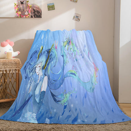 Hatsune Miku Cosplay Flannel Blanket Throw Soft Plush Bedding Sets