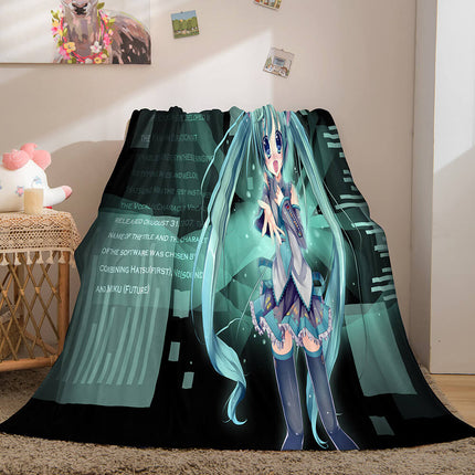 Hatsune Miku Cosplay Flannel Blanket Throw Soft Warm Plush Bed Sets