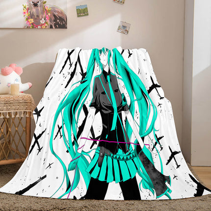 Hatsune Miku Cosplay Flannel Blanket Throw Soft Warm Plush Bed Sets