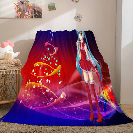 Hatsune Miku Cosplay Flannel Blanket Throw Soft Warm Plush Bed Sets