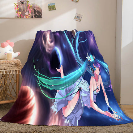 Hatsune Miku Cosplay Flannel Blanket Throw Soft Warm Plush Bed Sets