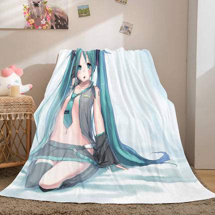Hatsune Miku Cosplay Flannel Blanket Throw Soft Warm Plush Bed Sets