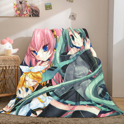 Hatsune Miku Cosplay Flannel Blanket Throw Soft Warm Plush Bed Sets