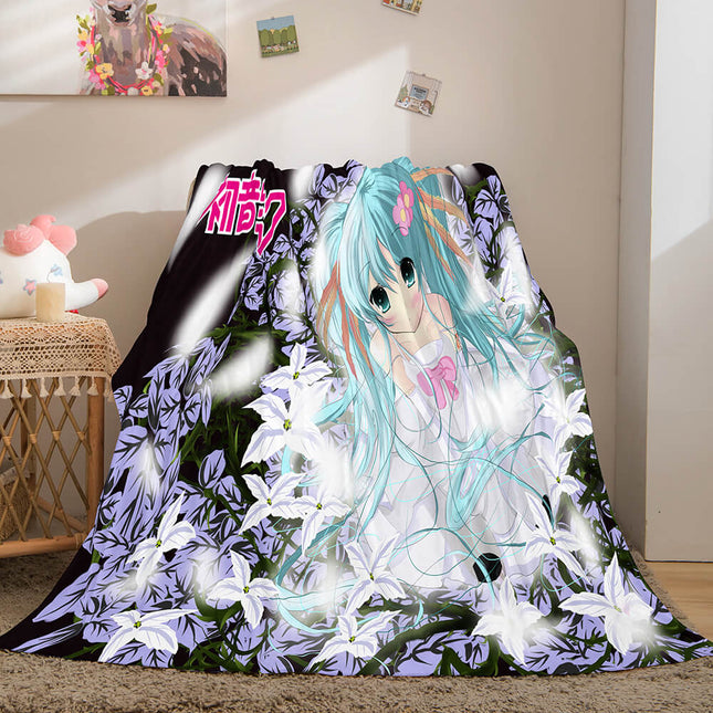Hatsune Miku Cosplay Flannel Blanket Throw Soft Warm Plush Bed Sets