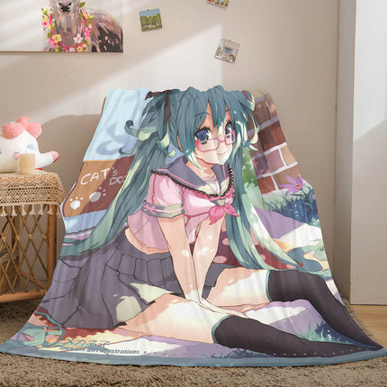 Hatsune Miku Cosplay Flannel Blanket Throw Soft Warm Plush Bed Sets