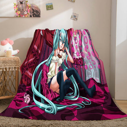 Hatsune Miku Cosplay Flannel Blanket Throw Soft Warm Plush Bed Sets