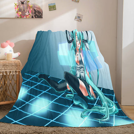Hatsune Miku Cosplay Flannel Blanket Throw Soft Warm Plush Bed Sets