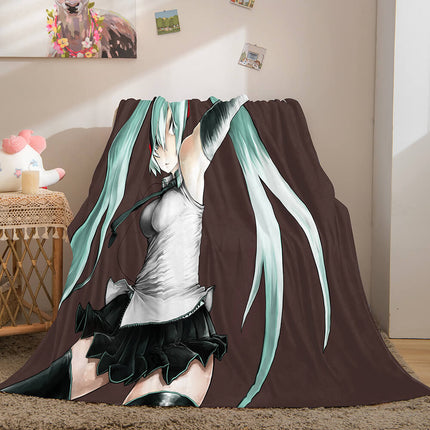 Hatsune Miku Cosplay Flannel Blanket Throw Soft Warm Plush Bed Sets