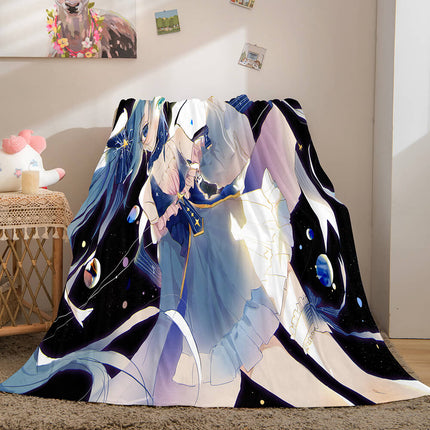 Hatsune Miku Cosplay Soft Flannel Blanket Throw