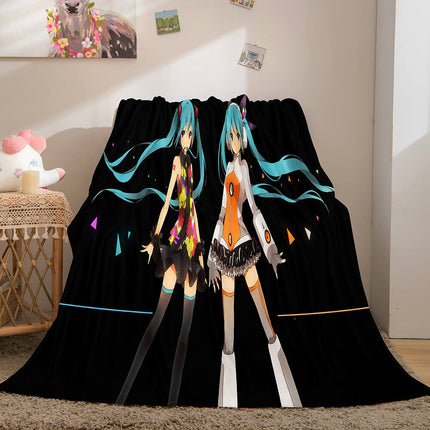 Hatsune Miku Cosplay Soft Flannel Blanket Throw