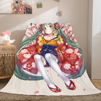 Hatsune Miku Flannel Blanket Cosplay Throw Blanket