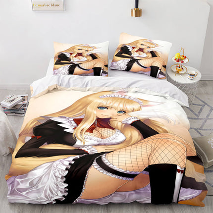 Japan Maid Bedding Set Cosplay Quilt Covers Room Decoration