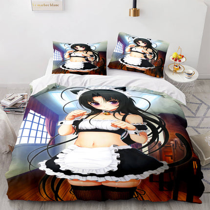 Japan Maid Bedding Set Cosplay Quilt Covers Room Decoration