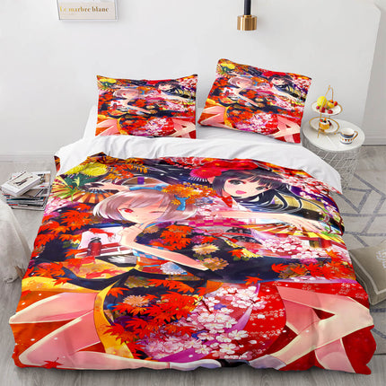 Japan Maid Bedding Set Cosplay Quilt Covers Room Decoration