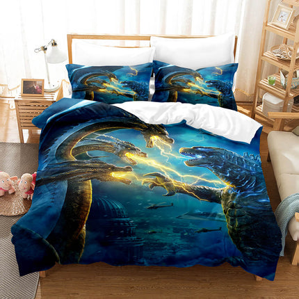 King Kong vs Godzilla Pattern Bedding Set Quilt Covers