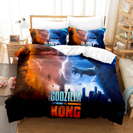 King Kong vs Godzilla Pattern Bedding Set Quilt Covers