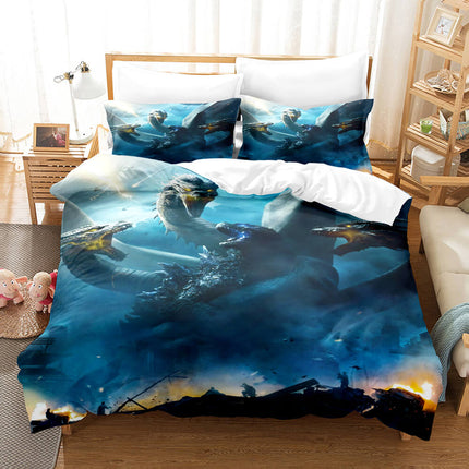 King Kong vs Godzilla Pattern Bedding Set Quilt Covers