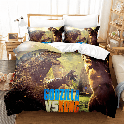King Kong vs Godzilla Pattern Bedding Set Quilt Covers