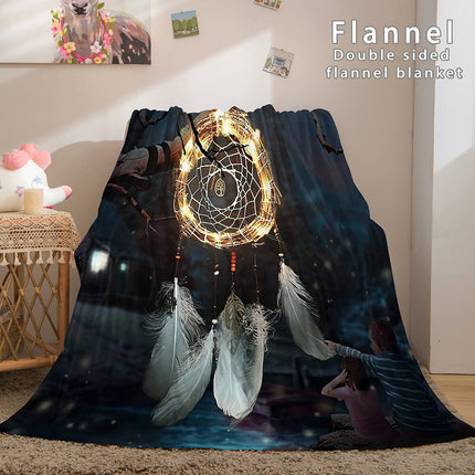 Magical Dream Catcher Flannel Fleece Reversible Sherpa Throw Blanket